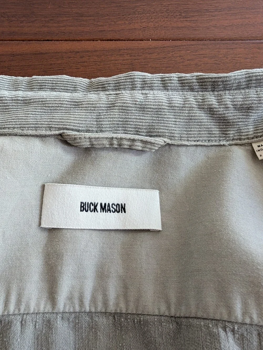 Buck Mason Corduroy Button Up Shirt Size XL Gray Pre Owned